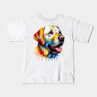 Colorful Canine Chaos: Labrador Retriever Kids T-Shirt